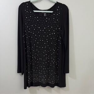 Joseph Ribkoff Black Top with Silver & crystal like stud Accents NWT